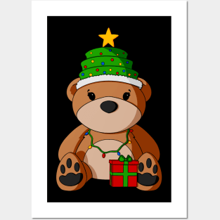 Christmas Hat Teddy Bear Posters and Art